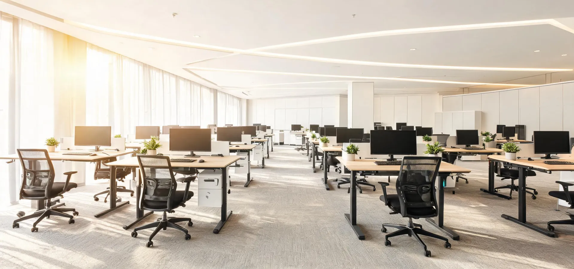 Hybrid office with standing desks