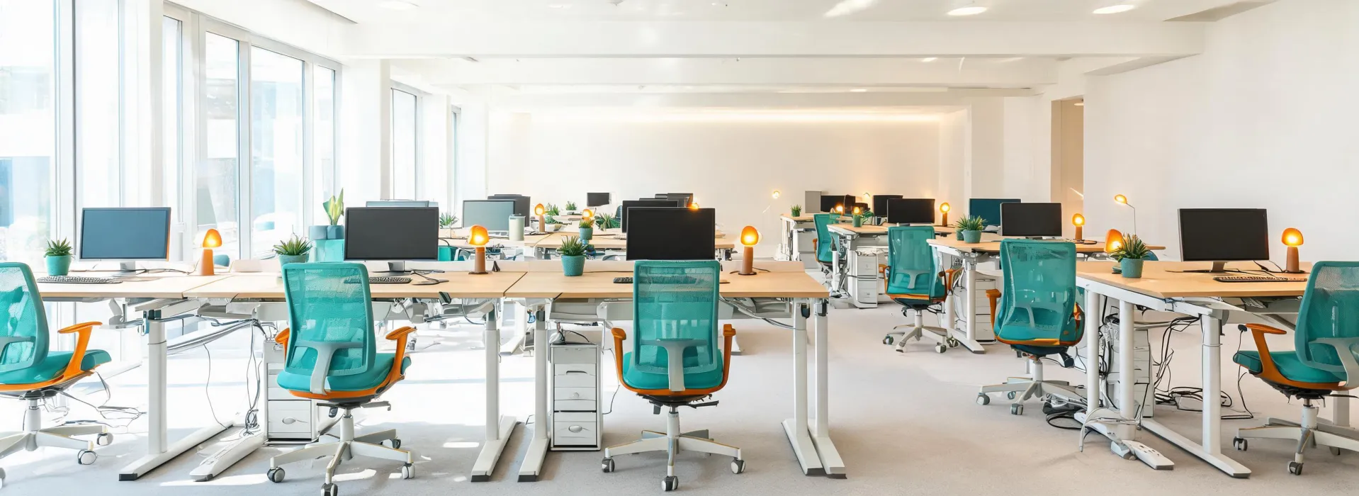 Bright office furniture installation